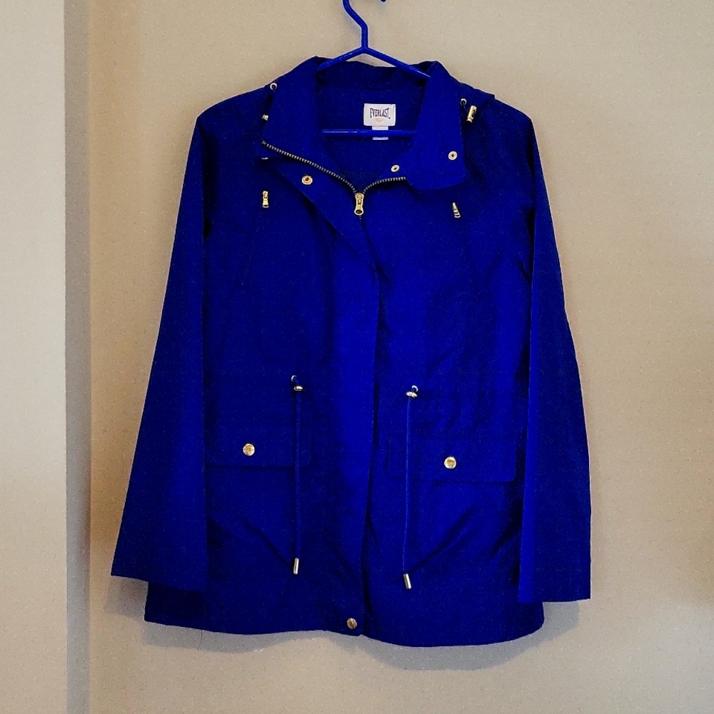 Everlast Womens Medium Fall Jacket Windbreaker Zip Closure Blue and Gold